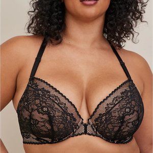 Torrid Black Lace Lightly Lined Front Closure T-Shirt Bra 42B